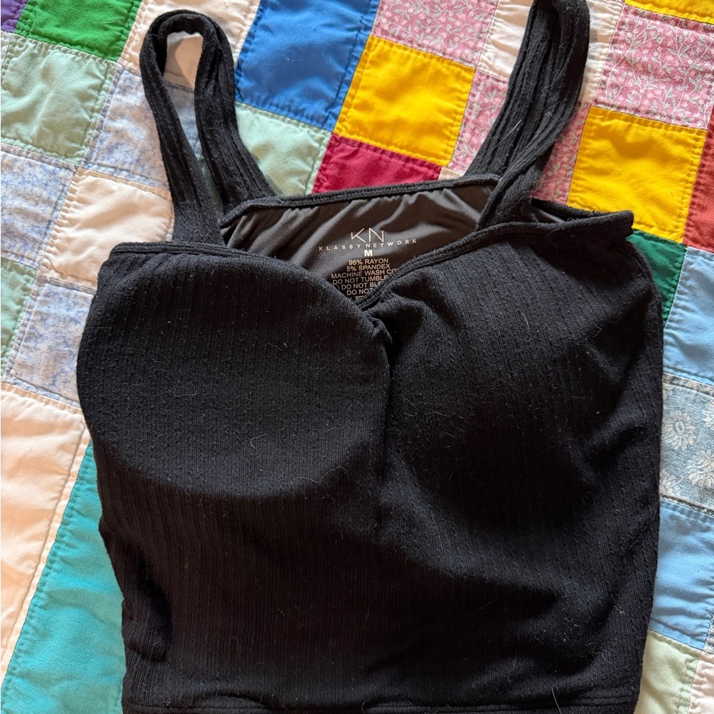 Klassy Network Black Ribbed Tank Bralette